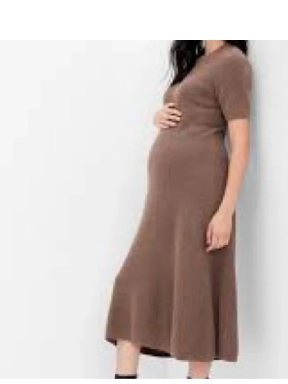 Gap Maternity Chocolate Brown Midi Sweater Dress Size XL